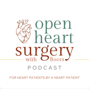 A picture of the logo for open heart surgery with boots podcast.